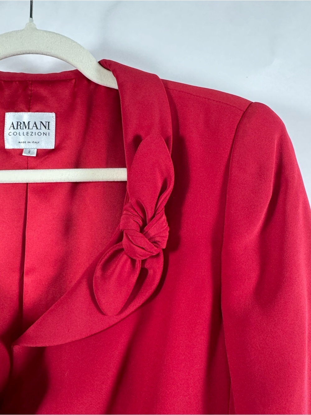 Armani Collezioni Women's Red Tailored Button Blazer Jacket Size 8 Silk Office - Picture 4 of 13